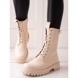 TRENDI Bottes de combat beiges classiques 2