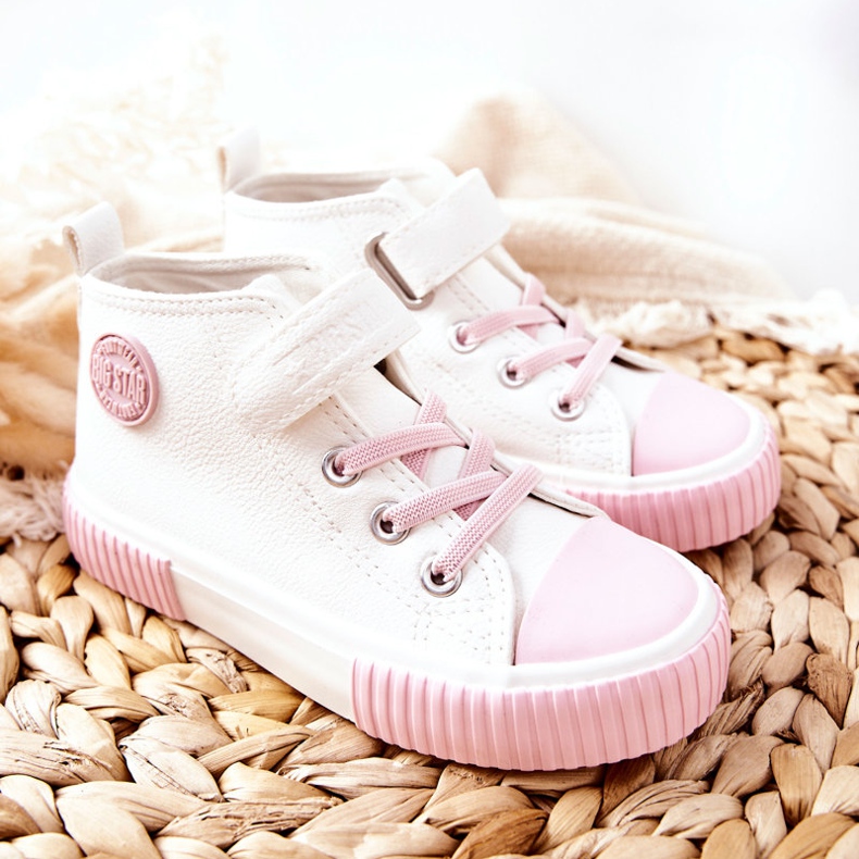 Baskets Hautes Enfant Avec Velcro Big Star II374014 Blanc rose 2