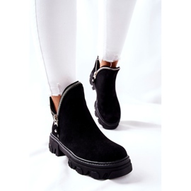FI1 Bottines Femme Rhythm Noires Découpes En Daim le noir 4