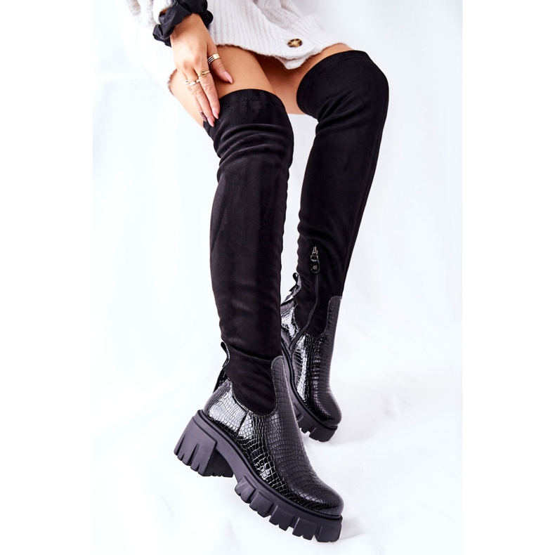 Bottines en cuir Maciejka Krokodyl Noir 05260-01 2
