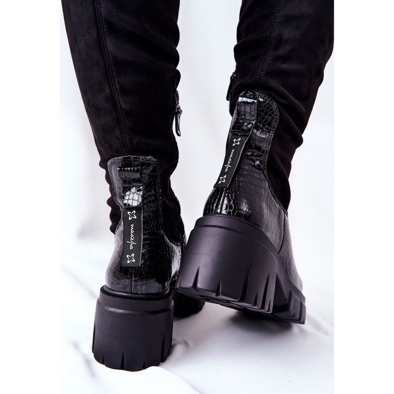 Bottines en cuir Maciejka Krokodyl Noir 05260-01 1