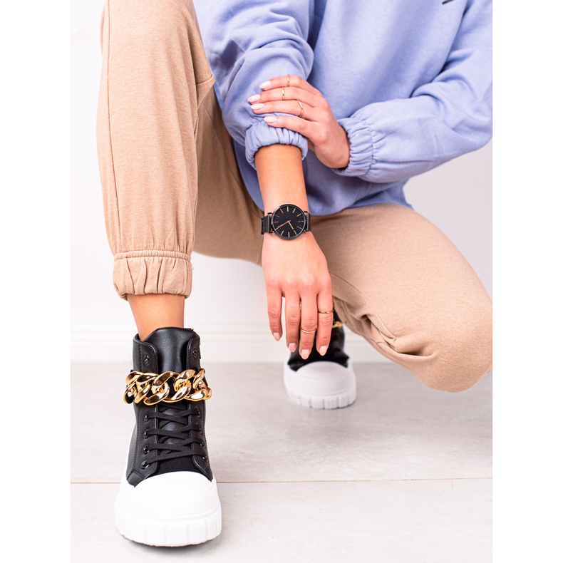Seastar Baskets montantes avec chaîne le noir 1 Seastar Baskets montantes avec chaîne le noir 1
