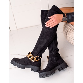 Seastar Bottes hautes en daim avec ornement le noir 2