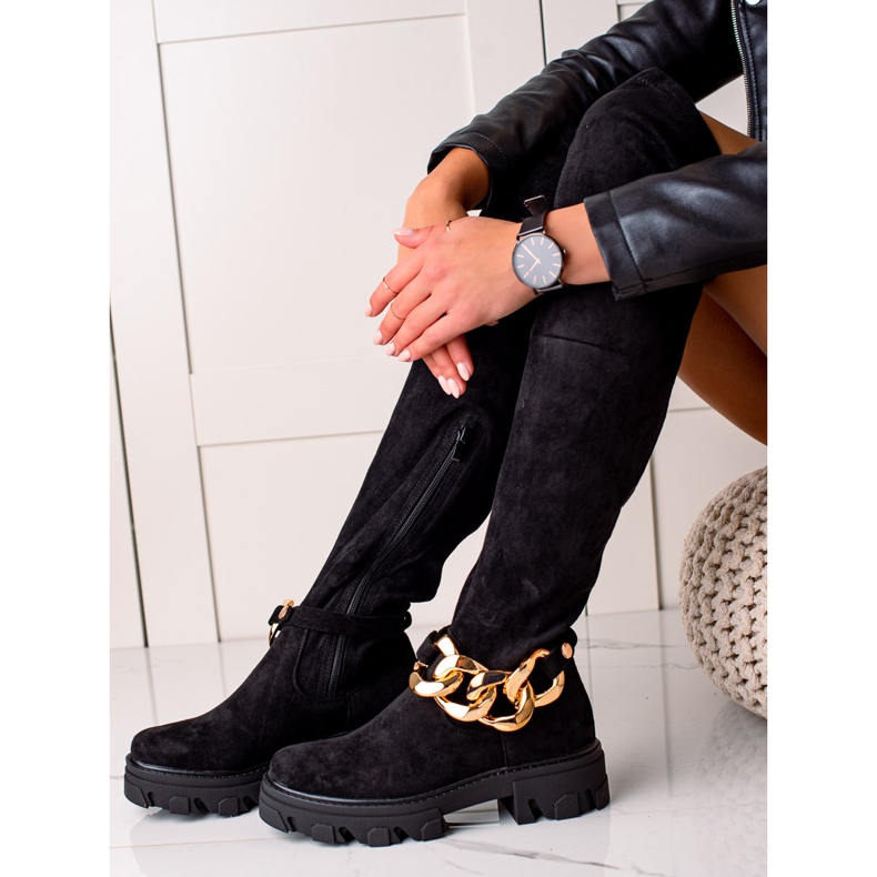 Seastar Bottes hautes en daim avec ornement noir 1
