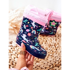 Galoches en caoutchouc pour enfants Bleu Marine Licorne Aleman rose 1