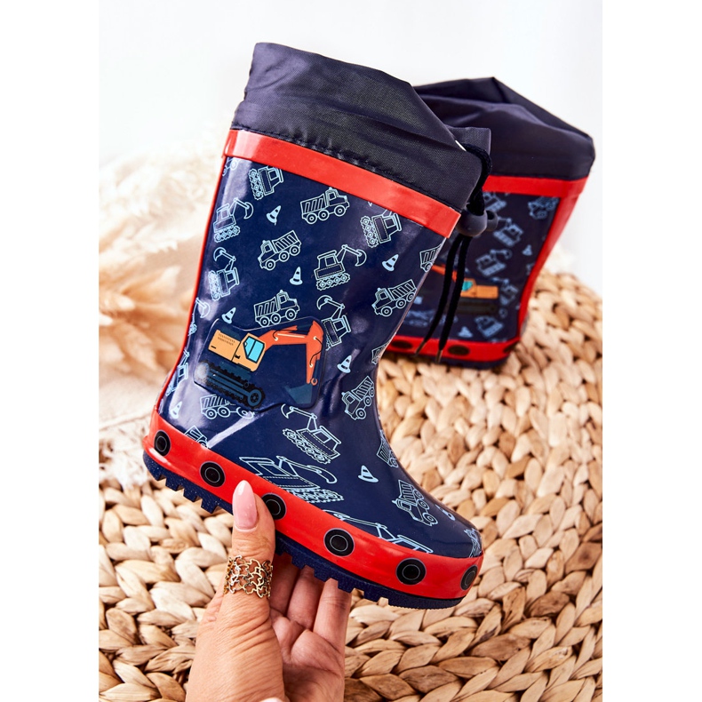 Bottes Wellington en caoutchouc pour enfants Pertris Excavator bleu marine 1