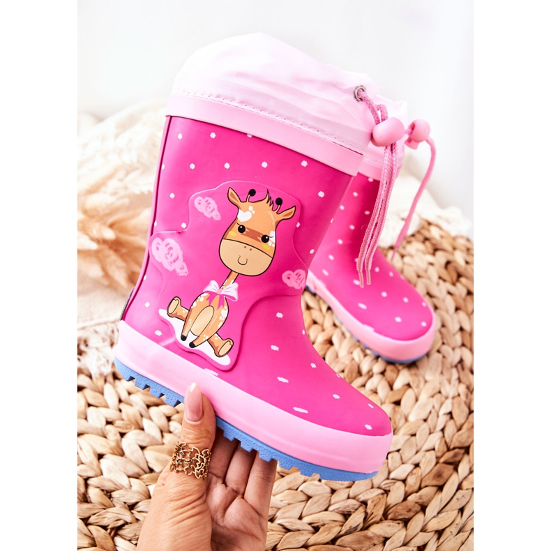 Bottes de pluie en caoutchouc pour enfants Fuchsia Glynnal Giraffe rose 1