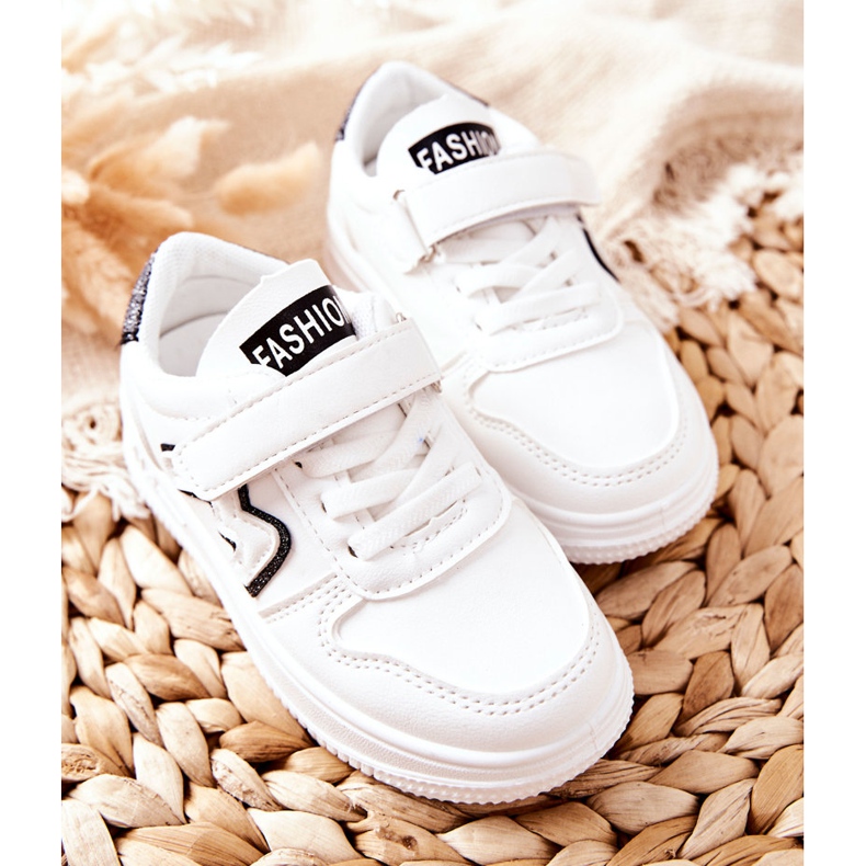 Chaussures De Sport Enfant Avec Velcro Noir Et Blanc Santi blanche le noir 2