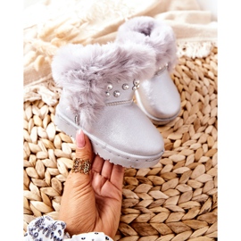 FR1 Bottes de neige pour enfants réchauffées avec fourrure Silver Bonni argent 2
