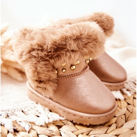 FR1 Bottes de Neige Enfant Fourrure Or Rose Bonni doré 2
