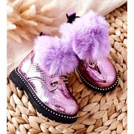 PA1 Bottines Chaudes Enfant Fourrure Violet Rosea 1