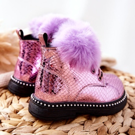 PA1 Bottines Chaudes Enfant Fourrure Violet Rosea 2