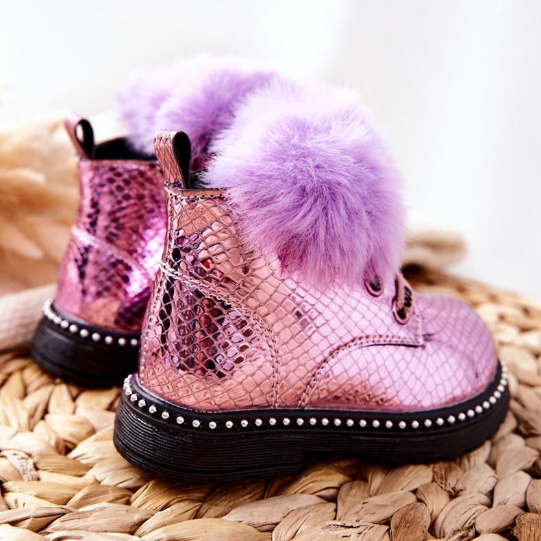 PA1 Bottines Chaudes Enfant Fourrure Violet Rosea 2