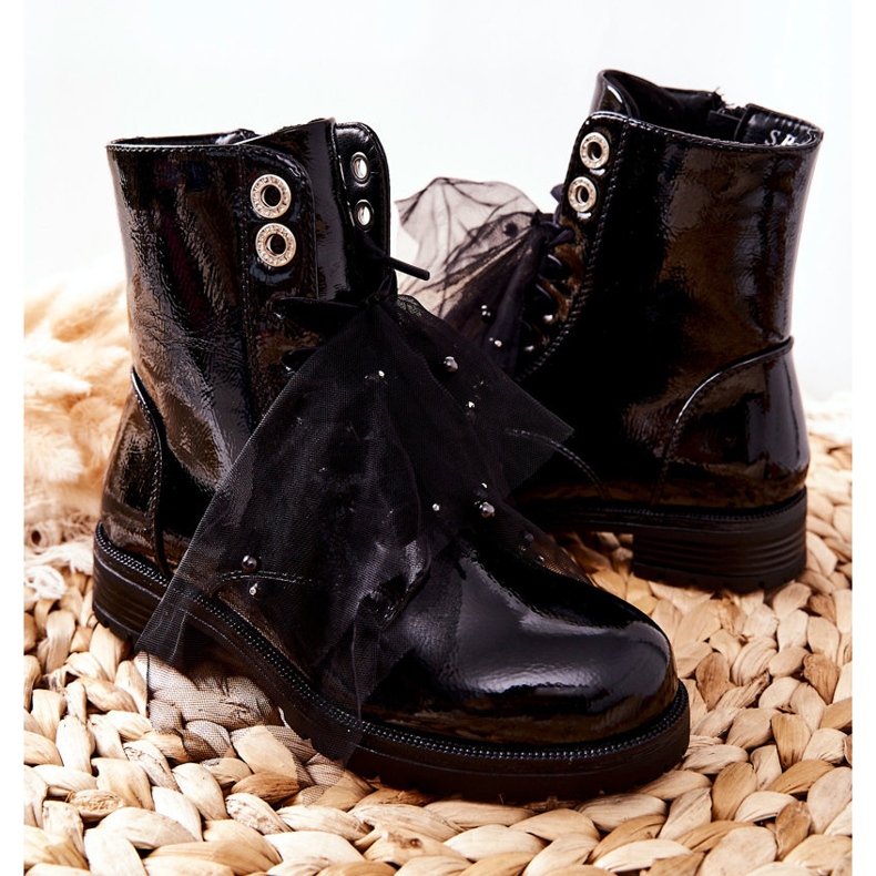 S.Barski Bottes Enfant Laquées Chaudes Noir Semissa 2