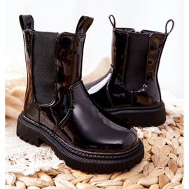 FR1 Bottines Enfant Chaud Laqué Noir Aletris le noir 2