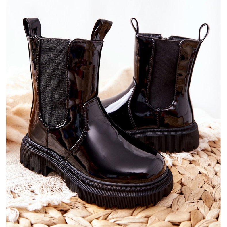 FR1 Bottines Enfant Chaud Laqué Noir Aletris 2