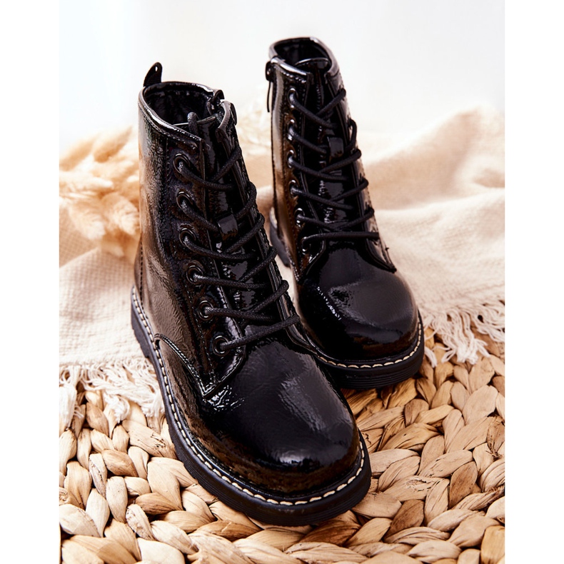 Vinceza Bottines Chaudes Enfant Laquées Noir Gessa 2