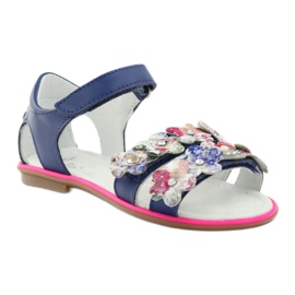 Bartek Sandalki Gladiatikki 16168 Cornade décoré de fleurs bleu 1 Bartek Sandalki Gladiatikki 16168 Cornade décoré de fleurs bleu 1