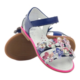 Bartek Sandalki Gladiatikki 16168 Cornade décoré de fleurs bleu 3 Bartek Sandalki Gladiatikki 16168 Cornade décoré de fleurs bleu 3
