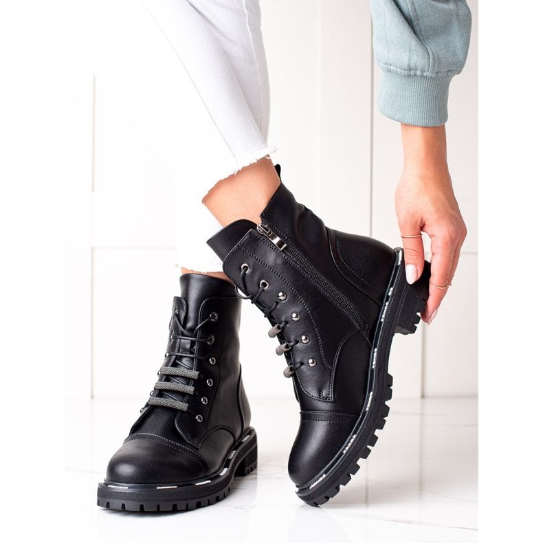 Bottes en cuir élégantes des trappeurs ARTIKER noir 1