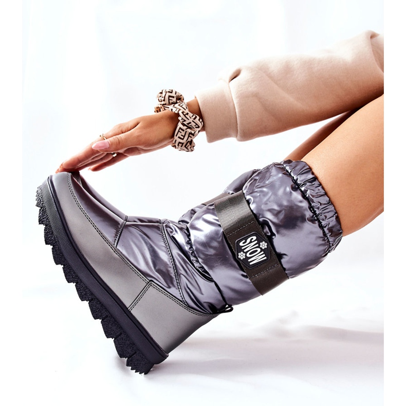 S.Barski Bottes de Neige Hautes Chaudes Femme Gris Eunousa argent 2