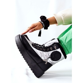 S.Barski Bottes de neige chaudes argentées Kennilis pour femmes le noir 2