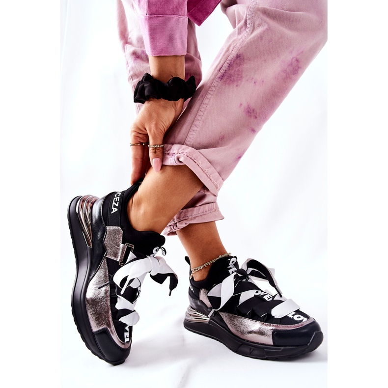 Vinceza Chaussures de Sport Sneakers Noir et Argent Dexla 2
