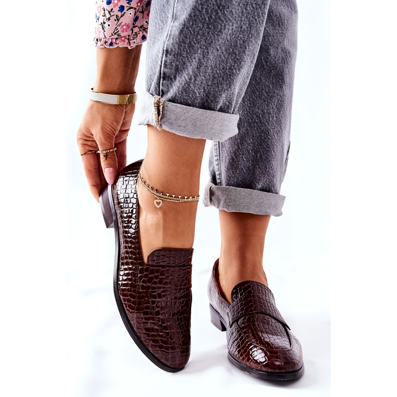 Vinceza Chaussures laquées à motif animalier en lin marron brun 1