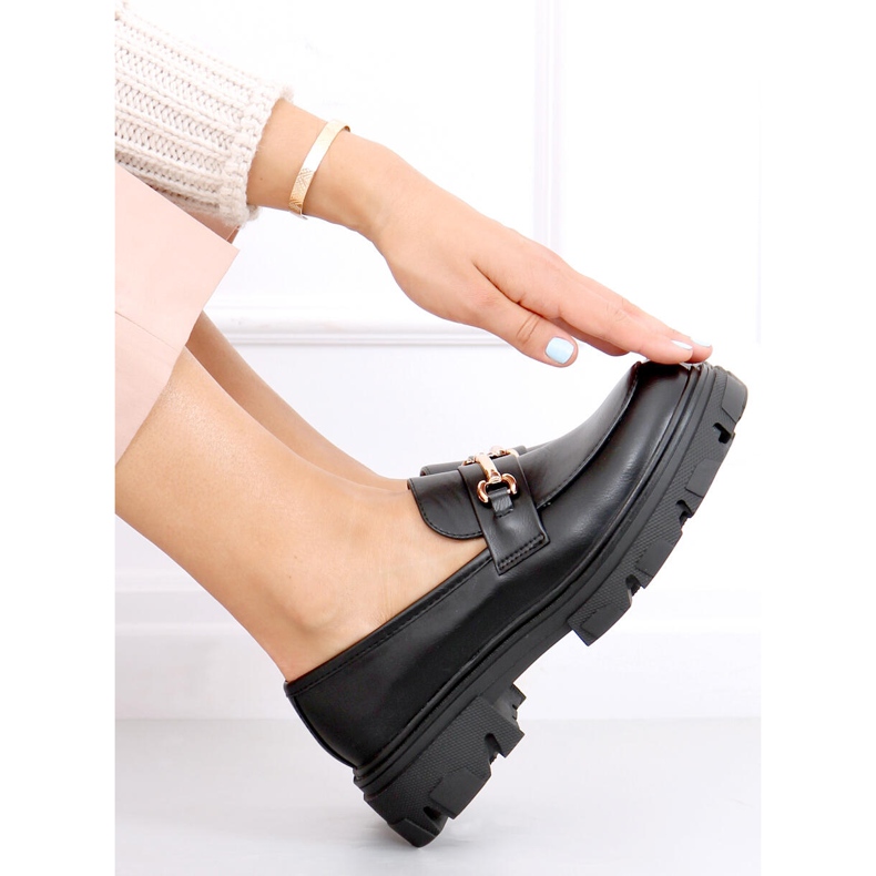 Noir YY11 Mocassins noirs à semelle épaisse le noir 2