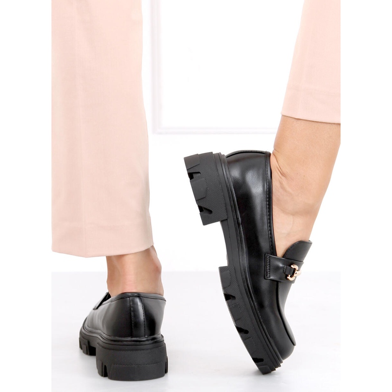 Noir YY11 Mocassins noirs à semelle épaisse le noir 1