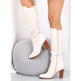 Bottines à talons, couleur crème UK03P Beige 1