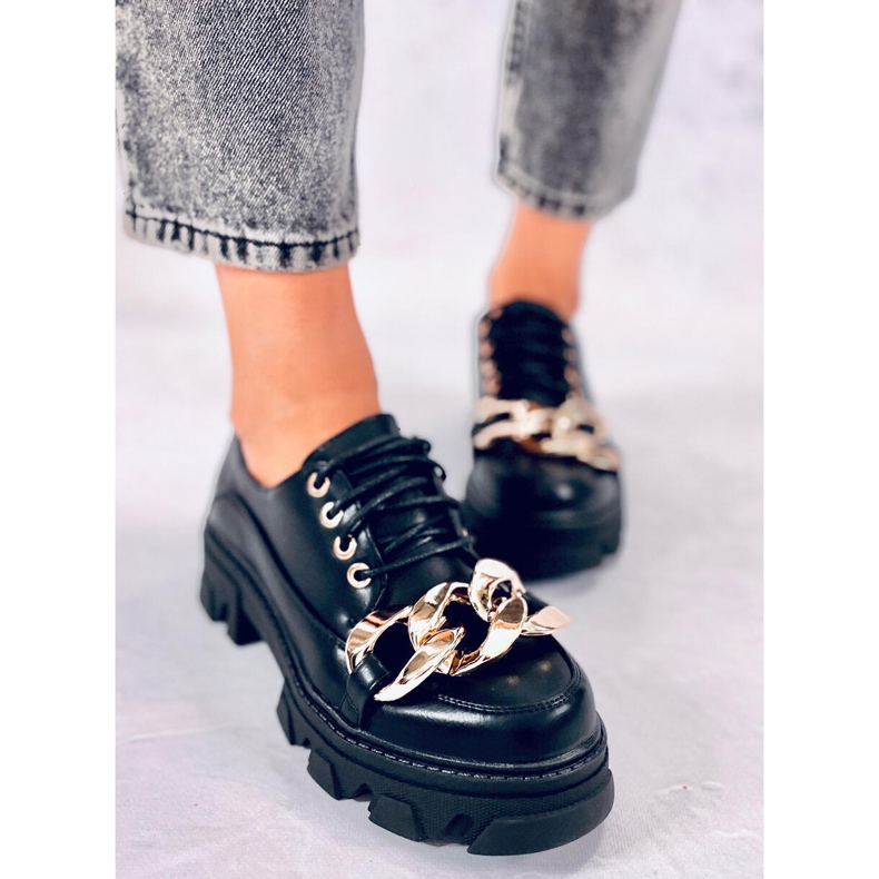 Chaussures femme Tony Black avec chaîne le noir 2