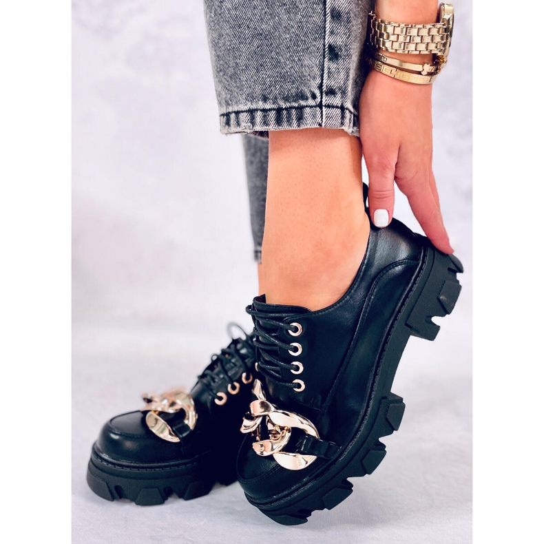 Chaussures femme Tony Black avec chaîne noir 1
