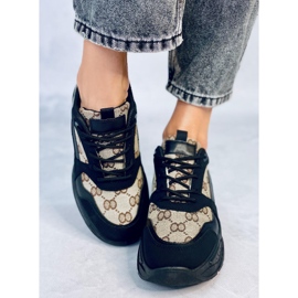 Baskets noires Isla beige 1