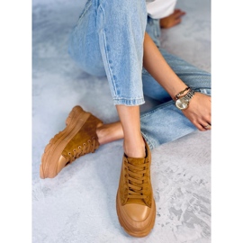 Baskets à semelle haute Lily Camel brun 4