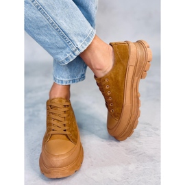 Baskets à semelle haute Lily Camel brun 2