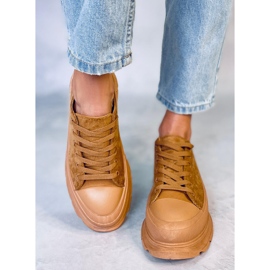 Baskets à semelle haute Lily Camel brun 3