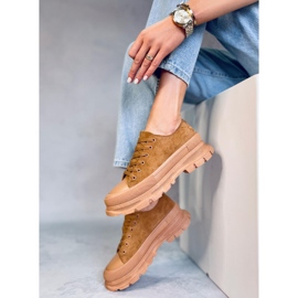 Baskets à semelle haute Lily Camel brun 5