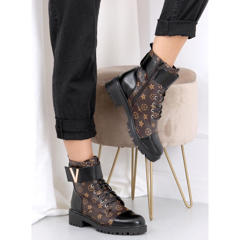 Karla Bottes militaires noires brun le noir 2