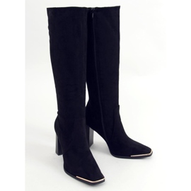Bottines à talon en daim noir Clara le noir 5