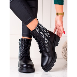 Goodin Bottines à lacets avec motif le noir 2