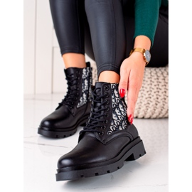 Goodin Bottines à lacets avec motif le noir 1