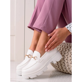 Diamantique Mocassins en cuir écologique blanc 2