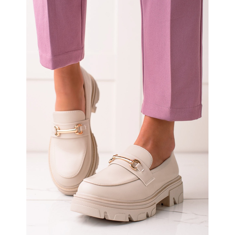 Diamantique Mocassins en cuir écologique beige 1