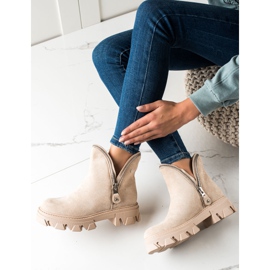 Sweet Shoes Bottines en daim avec fermeture éclair beige 1