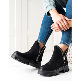 Sweet Shoes Bottines en daim avec fermeture éclair le noir 1
