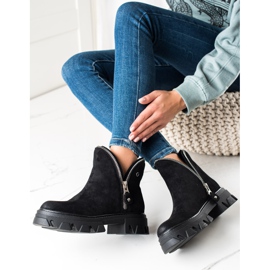 Sweet Shoes Bottines en daim avec fermeture éclair le noir 4