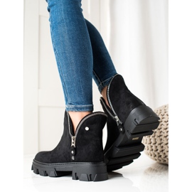 Sweet Shoes Bottines en daim avec fermeture éclair le noir 3