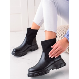 TRENDI Bottes Avec Chaussette Ajourée le noir 1