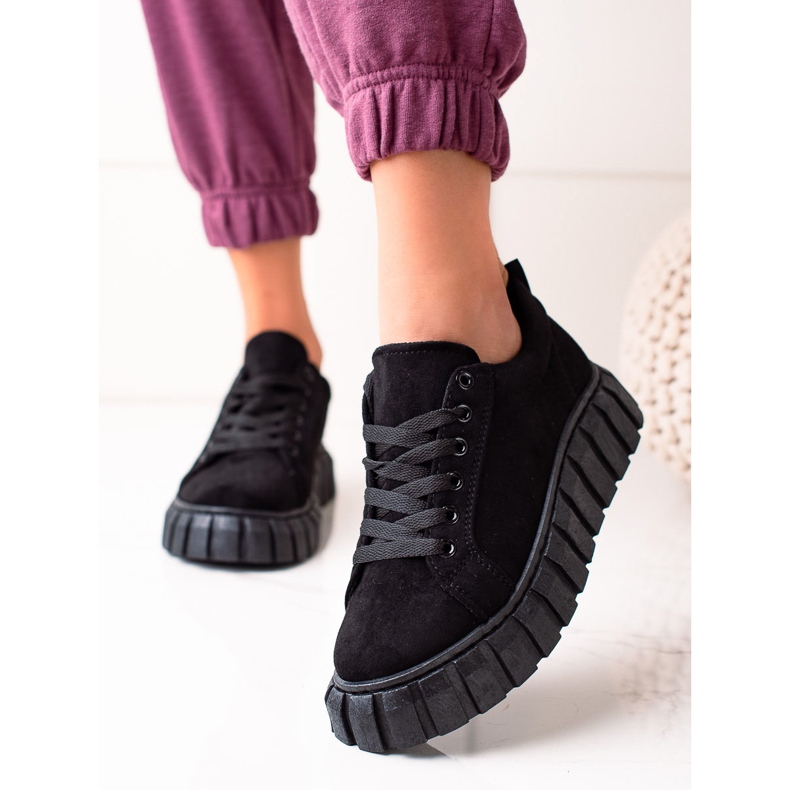 Sweet Shoes Baskets en daim sur la plate-forme le noir 2